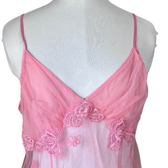 Vintage Victorias Secret Chemise Lingerie Negligee Floral Lace Embroidery Large - Picture 8 of 8